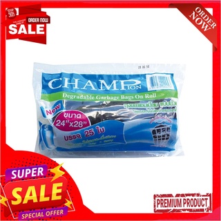 แชมเปี้ยน ถุงขยะม้วนสีดำ ขนาด 24x28 นิ้ว x 25 ใบChampion Garbage Bags On Roll 24x28" x 25 bags