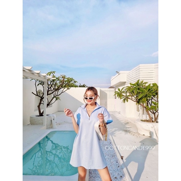 New  mini dress Mika ✨✨✨ Tag#cottoncandy🍬🍬 มินิเดรสสบายๆคร่าาา รุ่นนี้ผ้าเนื้อดีมากๆ ดีเทลแต่ซิปปก แ