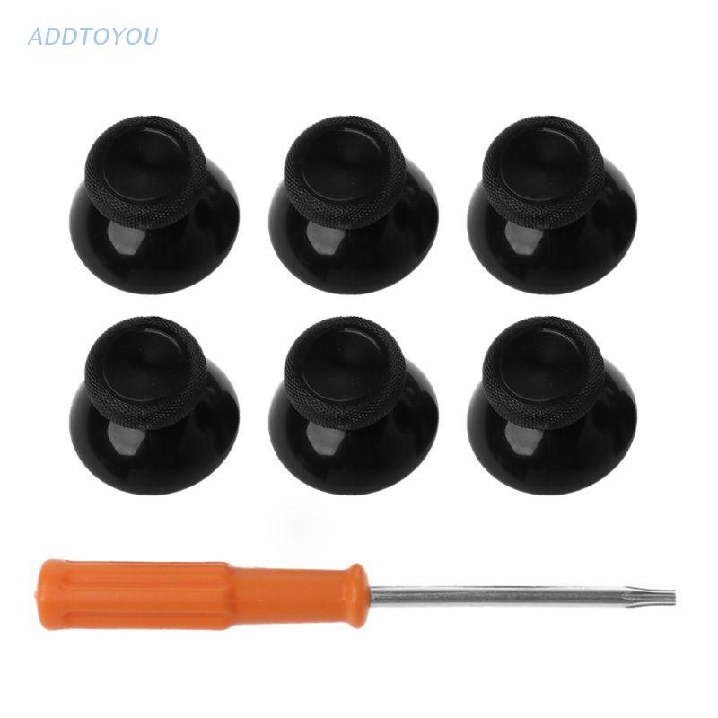 3C 6PCS 3D Analogue จอยสติ๊ก Thumbsticks Caps ไขควงชุดเครื่องมือชุดเปลี่ยนสีดําสําหรับ Xbox One X El