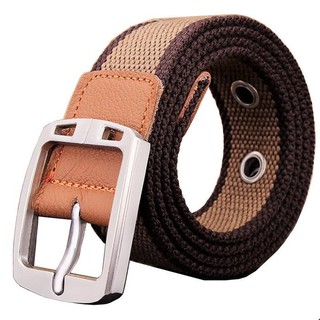 Fin 1 เข็มขัด เข็มขัดผู้ชาย Mens Canvas Belt เข็มขัดผ้าแคนวาส 2319 สีน้ำตาล