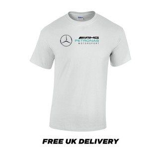 แฟชั่น Mercedes Benz Amg พิมพ์เสื้อ T F1 รถแข่ง Lewis Hamilton Peronas ขาว