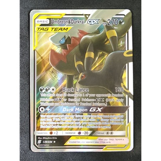 Umbreon &amp; Darkrai Tag Team GX แบล็กกี &amp; ดาร์กไร 125/236 Pokemon Card Gold Flash Light (Glossy) ภาษาอังกฤษ