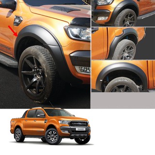 คิ้วล้อเรียบ รุ่น 4ประตู 6 นิ้ว ผิวส้ม สีดำด้าน สำหรับ ฟอร์ด Ford เรนเจอร์ Ranger T7 Double Cab ปี 2015 2016 2017 2018