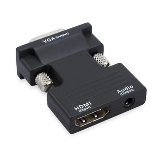 HDMI Female to VGA Male Converter+Audio Adapter Support 1080P Signal Output (Black)