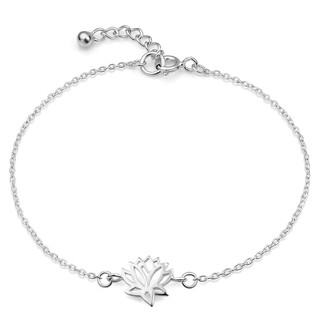 Suvani Jewelry - Silver Filigree Lotus Flower Blossom Charm Bracelet 6.5-7.5  สร้อยข้อมือ ดอกบัว
