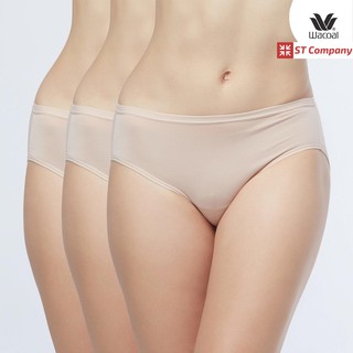 กางเกงใน Wacoal Panty ทรง Bikini ขอบเรียบ สีเบจ Beige (3 ตัว) รุ่น WU1M01 WU1C34 WQ6M01 กางเกงในผู้หญิง วาโก้ บิกินี่