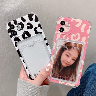 เคสโทรศัพท์มือถือแบบนิ่ม ใส ลายเสือดาว พร้อมช่องใส่บัตร สําหรับ Samsung A04S A52 A53 A12 A21S A32 A51 A03 A13 A22 A23 A10 A30S A50S A33 A71 A72 A73 S20 S21 FE Plus S22 Ultra