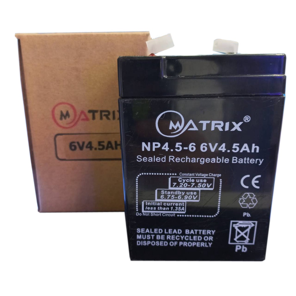 MATRIX Battery 6v 4.5Ah แบตเตอรี่สำรอง แบตเตอรี่ทดแทนสำหรับรถเด็กเล่น แบตเตอรี่แห้ง