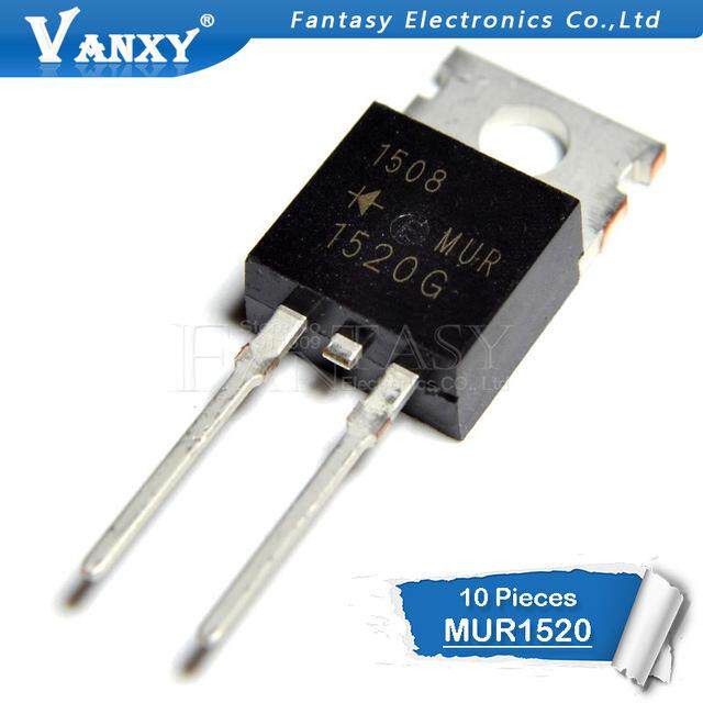 10pcs MUR1520 TO220-2 MUR1520CT TO-220 U1520 MUR1520G TO-220-2 200V 15A ใหม่