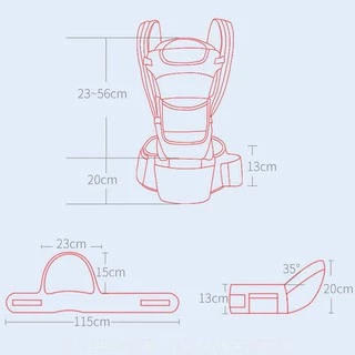 เป้อุ้มเด็ก เป้อุ้มลูก 0-36เดือน Hip Seat Baby Carrier 3-in-1 แบบมีที่นั่ง แยกได้ มีช่องเก็บของใต้เบาะ Ergonomic Carrier
