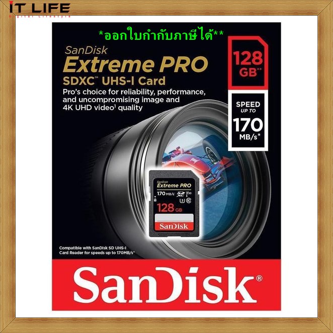 SD Card 128GB SANDISK Extreme Pro SDSDXXY_128G_GN4IN ประกันศูนย์ไทย (ซินเน็ค)