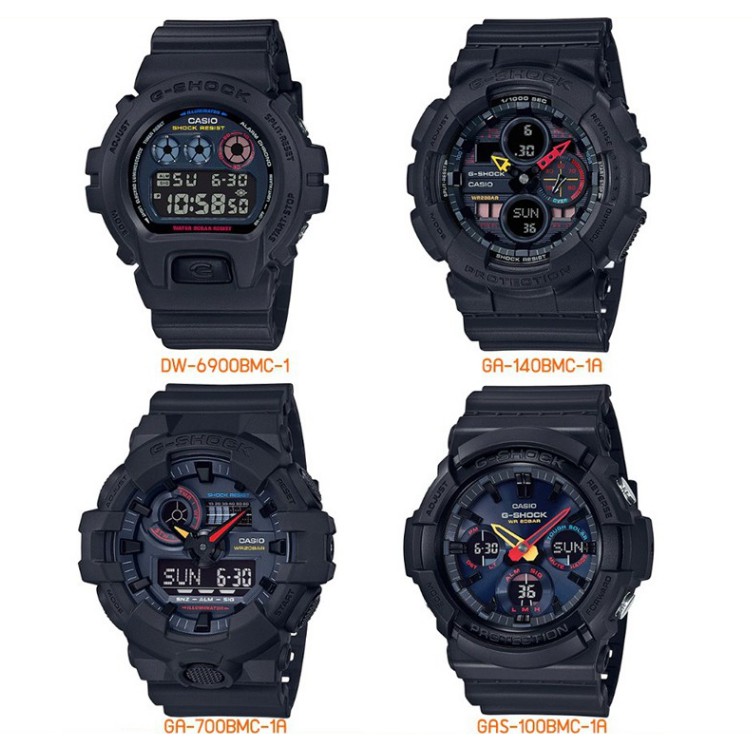 Casio G-Shock นาฬิกาข้อมือผู้ชาย สายเรซิ่น Black & Neon SERIES (DW-6900BMC-1,GA-140BMC-1A,GA-700BMC-