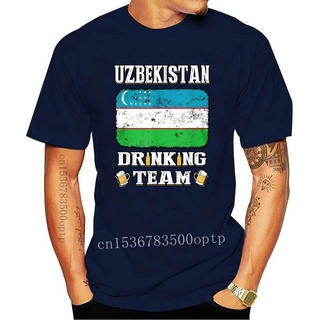 ใหม่ เสื้อยืดลําลอง แขนสั้น พิมพ์ลายทีมดื่มเบียร์ Uzbekistan สําหรับผู้ชาย