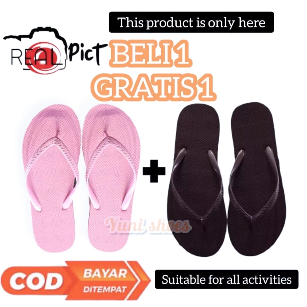 ใหม่ BUY ONE GET ONE FREE SIMPLE PLAIN WOMENS FLIP-FLIP SANDALS/HOME SANDALS