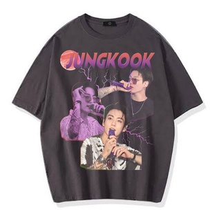 เสื้อยืด โอเวอร์ไซซ์ ลาย JUNGKOOK VINTAGE TEE (สีเทาเข้ม)