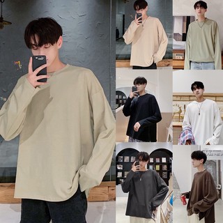 🔥พร้อมส่ง🔥เสื้อแขนยาวสีพื้น OveRsiZe 🎉