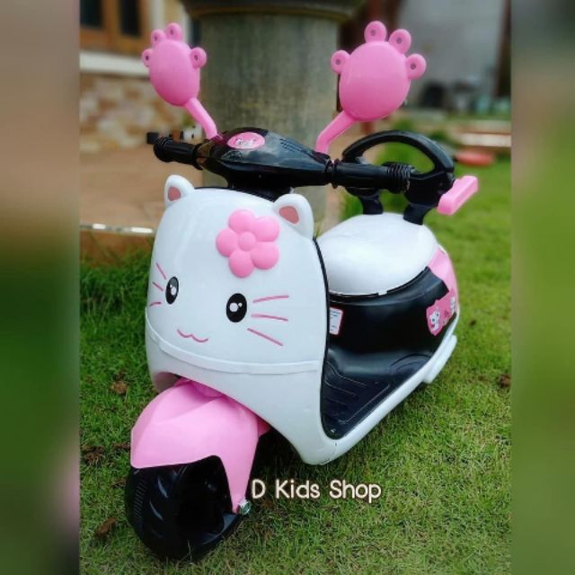 Shock Sale  รถแบตเตอรี่เด็ก รถเด็กนั่ง มอไซค์เจ้าแมวน้อย สุดน่ารัก ขนาด1มอเตอร์ No.1024