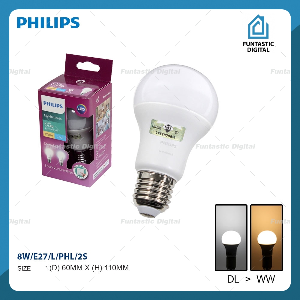 Philips SCENE SWITCH 8W E27 2 สี IN 1 LED BULB