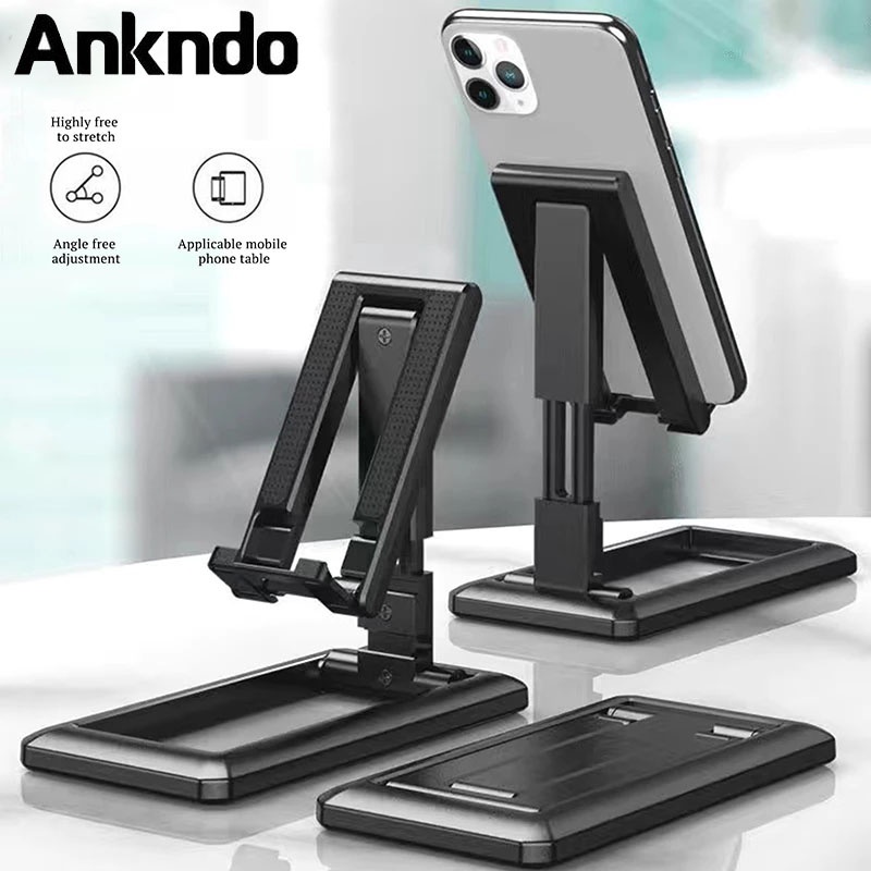 Ankndo ขาตั้งโทรศัพท์มือถือ แท็บเล็ต แบบพับได้ สําหรับ Samsung ขาตั้งสมาร์ทโฟน แบบตั้งโต๊ะ ปรับได้