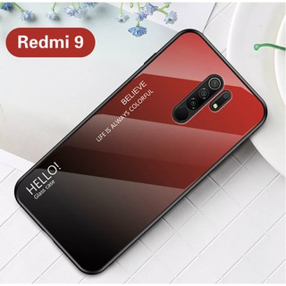 มาใหม่ Case Redmi 9 เคสเรดมี เคสกระจกสองสี เคสเงาไล่สี ขอบนิ่ม เคสกันกระแทก สีกระจกเทมเปอร์ปลอกแก้วฝาหลังกันชน