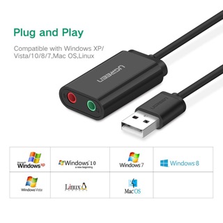 30724-TH Ugreen USB2.0 External Sound Adapter (Black)