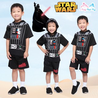 ชุดแฟนซี เด็กผู้ชาย star wars เสื้อแขนสั้น กางเกงขาสั้น มีหมวก(ฮู้ด) สกรีนลายหน้ากาก ลิขสิทธิ์แท้