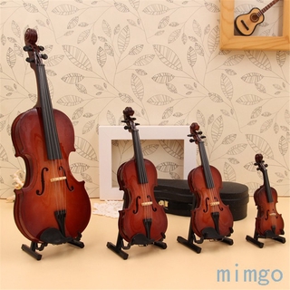 โมเดลไวโอลินขนาดเล็กพร้อมขาตั้งและกล่อง Mini Miniature Violin Model with Stand and Case Mini Musical Instrument Ornaments