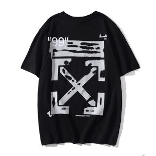 ราคาต่ำสุดOFF WHITE ผู้ชายและผู้หญิงแฟชั่นลำลองเสื้อยืดแขนสั้นS-3XL