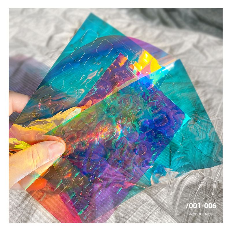 [ 11​แผ่น ]​ ICE​ cellophane​ ฟิล์มออโรร่า​ ฉลุลายหัวใจ​ สี่เหลี่ยม​ วงรี​ ไม่ต้องตัดเอง