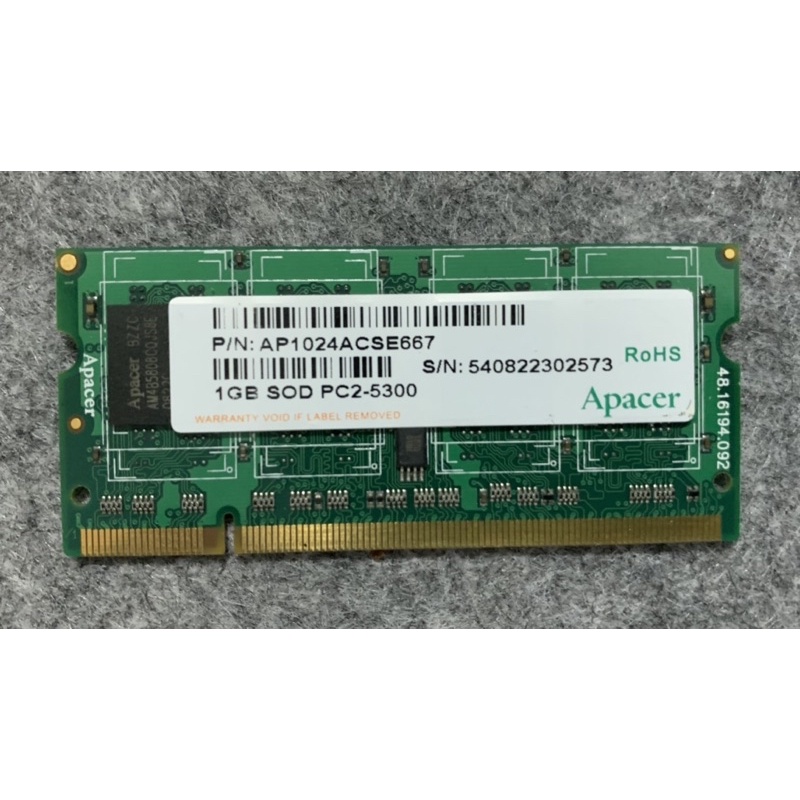 แรมโน๊ตบุค อพาเซอร์ RAM DDR2 Apacer 1 GB 1Rx8 PC2-5300