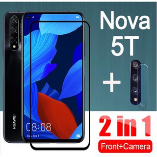 ฟิล์มกระจกแบบเต็มจอกันรอยหน้าจอ 2 In 1 สําหรับ Huawei Nova 5t / Nova 7i / Nova 4 / Nova 4e / Nova 3i