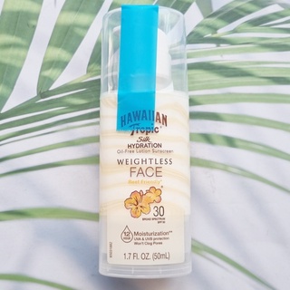 (Hawaiian Tropic®) Lotion Sunscreen SPF 30 Silk Hydration Weightless Face Moisturization 50 ml โลชั่นกันแดด สำหรับผิวหน้า เนื้อบางเบา ให้ความชุ่มชื้น