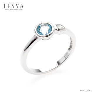 Lenya Jewelry แหวนเงินแท้ ประดับบลูโทแพซ และ CZ ดีไซน์เรียบแต่มีสไตล์ เหมาะสวมใส่ได้เรื่อยๆ