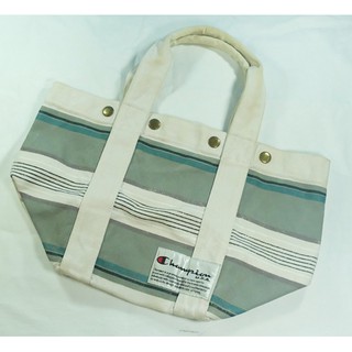 Champion Handbag Size 15" x 9" สีครีม/เขียว มือสอง ของแท้