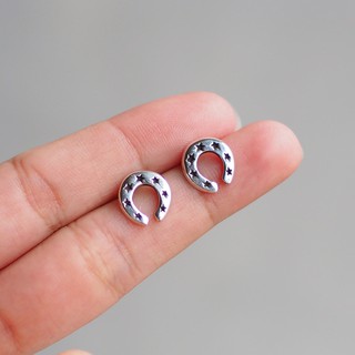 ต่างหูเงินแท้ 92.5% ต่างหูเกือกม้า Lucky Horseshoe stud Earrings เครื่องประดับนำโชค