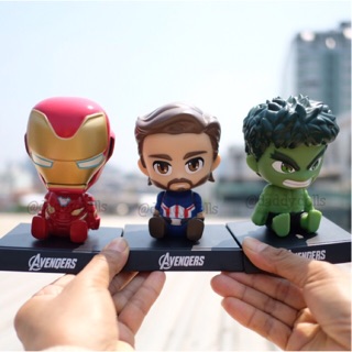 โมเดล Ironman ไอรอนแมน &amp; Captain America กัปตันอเมริกา &amp; Hulk ฮัค Cutie ท่านั่ง ส่ายหัว 4.5นิ้ว