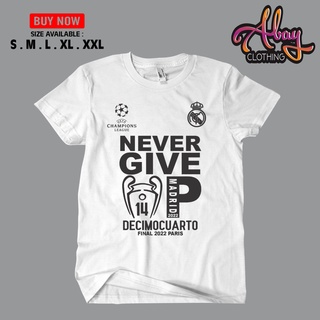 เสื้อยืดแขนสั้น ผ้าฝ้าย พิมพ์ลาย Real Madrid Champions 2022 A porla 14 Hala Madrid ยุค 30สามารถปรับแต่งได้