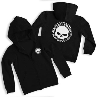 เสื้อแจ็กเก็ตกันหนาว มีฮู้ด พรีเมี่ยม ลาย Harley DAVIDSON SKULL สําหรับเด็ก