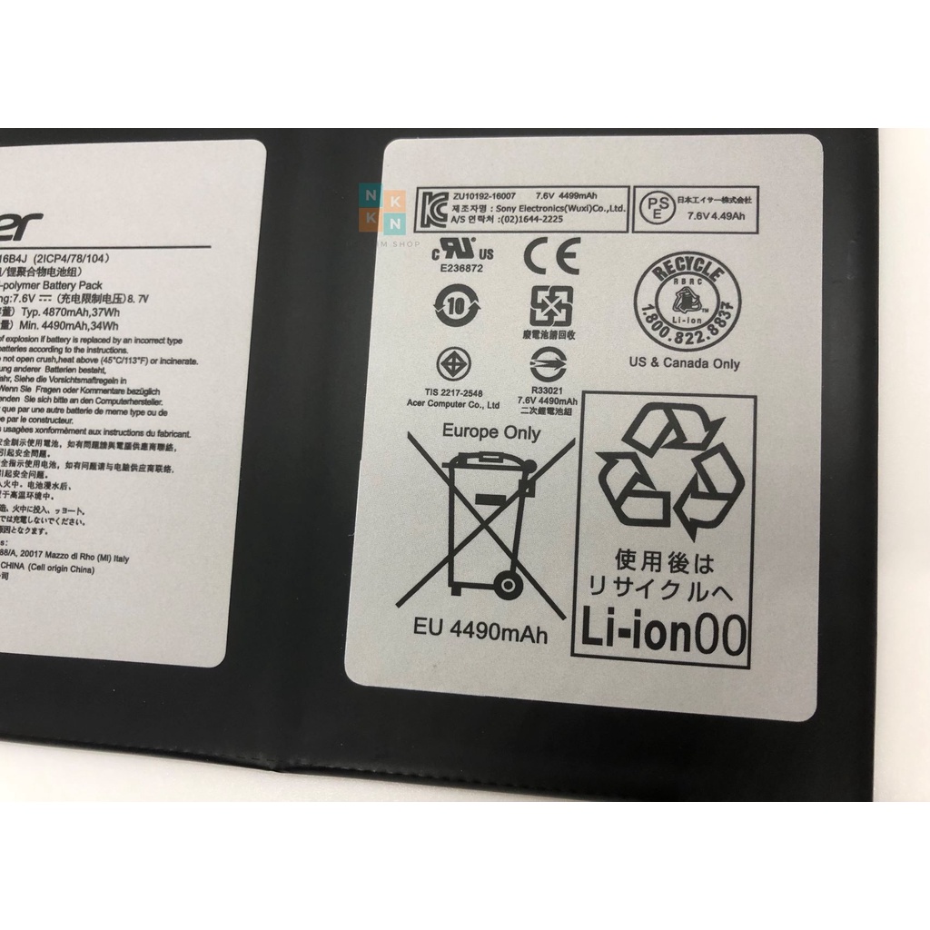 ACER แบตเตอรี่ AP16B4J ของแท้ (สำหรับ Switch Alpha 12 SA5-271 Switch 5 SW512-52 Switch 7 SW713-51GNP) ACER Battery