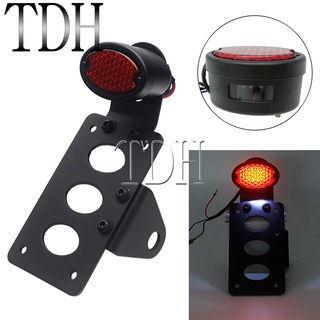 Motorcycle Side Taillight with License Plate Bracket Brake Stop Rear Light For Harley Cafe Racer Chopper Bobber Softail