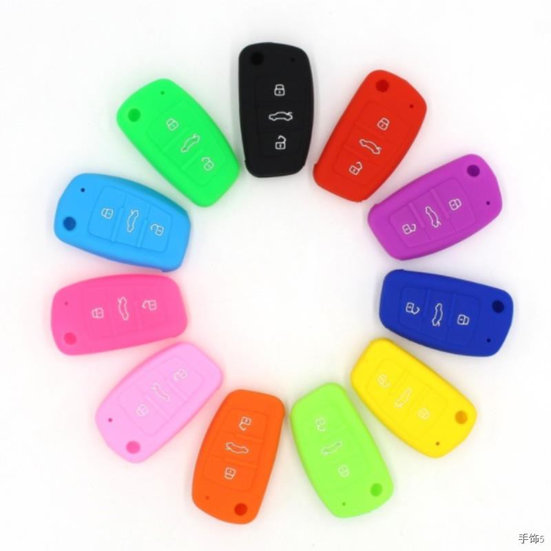 ☸﹍☈Silicone Car Key Cover Fit For Audi a1 a3 a4 a5 a6 a7 a8 r8 Tt s5 s6 s7 s8 Sq5 q5 q7 Rs5 Fold Fli