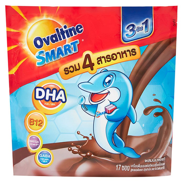 **ซื้อครบ 3 แพ็ค แถมกระเป๋า** (17 ซอง) Ovaltine Smart 3in1 โอวัลติน สมาร์ท ทรีอินวัน ผลิตภัณฑ์นมยูเอ