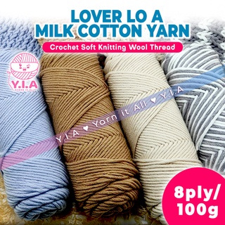 Yia Lo A 8Ply Milk Cotton Yarn Wool Thread For Knitted Scarf Handmade DIY Crochet Lover 100G