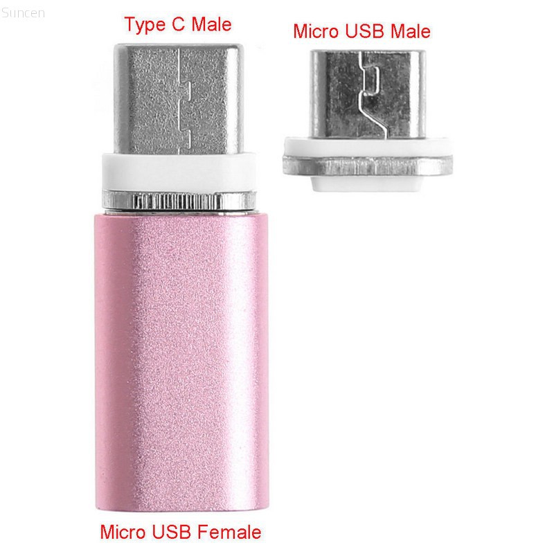 Suncen 2 in 1 Magnetic Micro USB Female to Type C Male อะแดปเตอร์แปลง ...