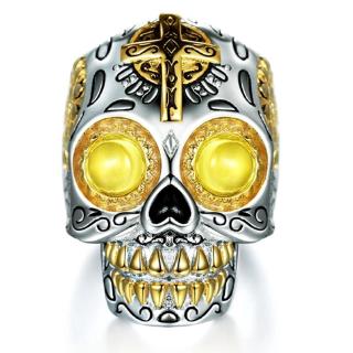 【stock】Cincin Punk Bahan Stainless Steel 316L Hias Batu Permata Topaz Natural untuk Wanita