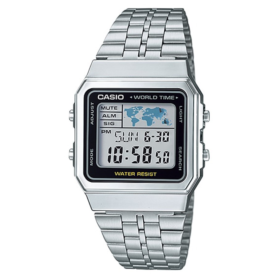 Casio Standard นาฬิกาข้อมือผู้ชาย สายสแตนเลส รุ่น A500,A500WA,A500WA-1,A500WA-1DF - สีเงิน