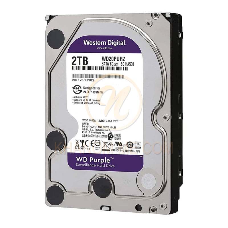 2 TB HDD CCTV WD PURPLE (5400RPM, 64MB, SATA-3, WD20PURZ)