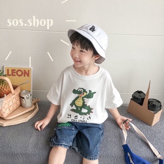 SOSส่งจากไทย 🍀เสื้อยืดเด็ก สกรีน ไดโนเสาร์  cotton100%  เด็กเล็ก แฟชั่น สไตล์เกาหลี เนื้อผ้าดีมาก แม่ๆชอบ QE29