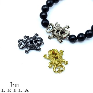 Leila Amulets พญาจิ้งจกคู่ มหาเสน่ห์ มหาลาภ (พร้อมกำไลหินฟรีตามรูป)