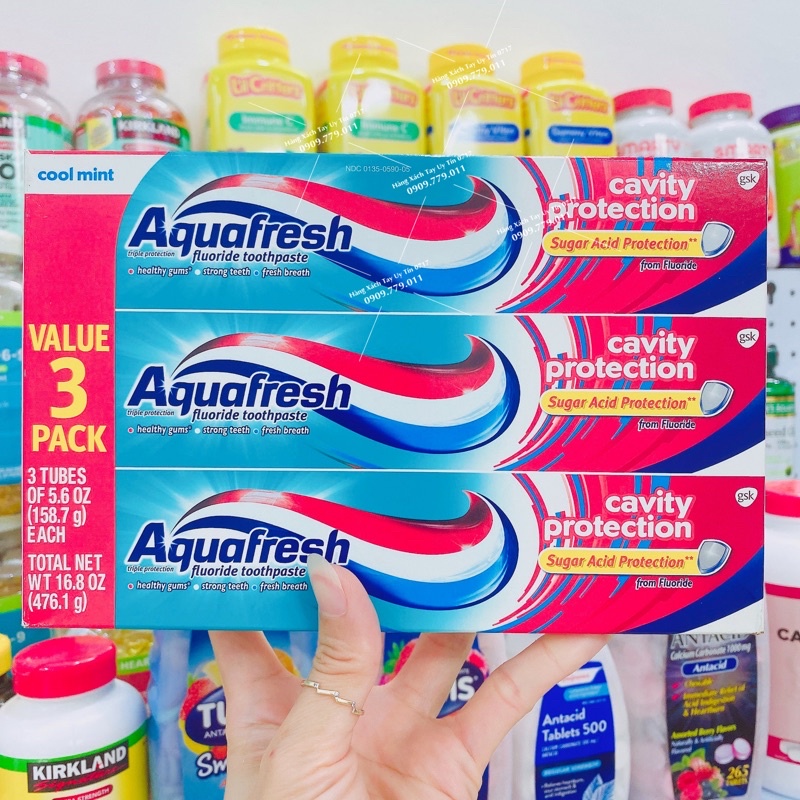 ยาสีฟัน Aquafresh Cavity Protection 3 สีของอเมริกา [ 3-Tube 476.1g ]